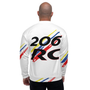 Veste Bombardier "206 RC" : Affichez votre passion pour la légendaire Peugeot 206 RC avec cette veste bombardier exclusive de Shopnetwork Racing. Arborant l'inscription "206 RC" aux couleurs de Peugeot Sport, en petit côté cœur à l'avant et en gros à l'arrière, cette veste célèbre l'esprit et l'héritage de cette voiture emblématique. Conçue pour les véritables passionnés, elle allie style, confort et dévotion automobile. Disponible uniquement sur Shopnetwork Racing, ajoutez-la dès maintenant à votre garde-robe pour montrer fièrement votre attachement à la 206 RC.
