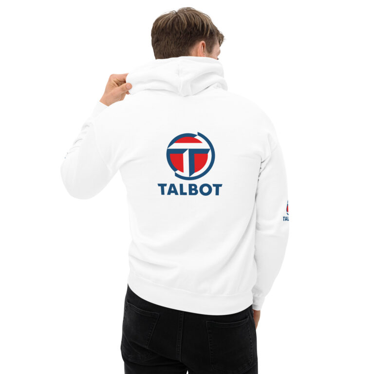 Sweat à capuche Homme “Talbot” : Affichez votre passion pour les voitures Talbot avec ce sweat à capuche exclusif de Shopnetwork Racing. Arborant l’inscription “Talbot” en petit à l'avant côté coeur, sur les 2 manches et en gros à l’avant, ce sweat célèbre l’héritage et l’esprit des légendaires Talbot Samba, Sunbeam, Horizon, ou Solara. Conçu pour les véritables passionnés, il allie style et dévotion automobile. Disponible uniquement sur Shopnetwork Racing, ajoutez-le dès maintenant à votre garde-robe pour montrer fièrement votre attachement à Talbot.