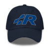 classic-dad-hat-navy-front-691f5344c4dab.jpg Casquette brodée pour les fans de Volkswagen R – Style sportif et élégant