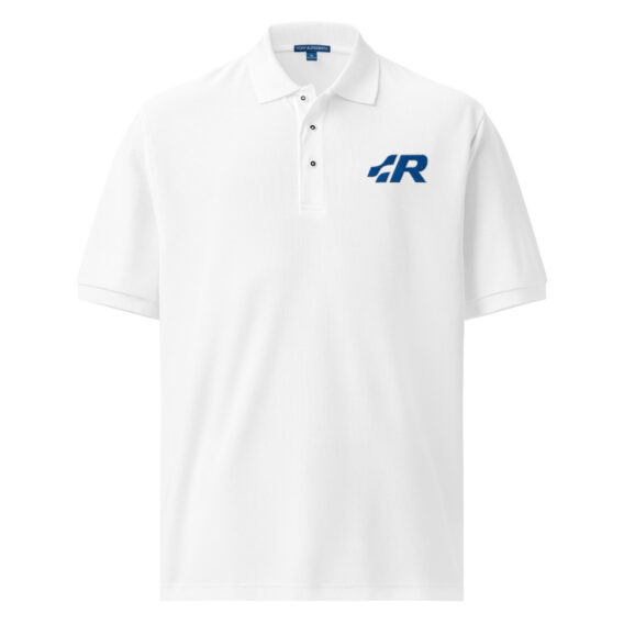premium-polo-shirt-white-front-691cbe32a17fc.jpg Polo brodé R – Élégance sportive et raffinement