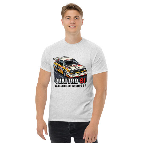 unisex-classic-tee-ash-front-6a550364e7885.jpg T-shirt Audi quattro S1 – La légende du Groupe B