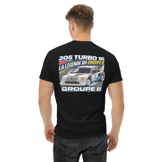 unisex-classic-tee-black-back-6a5501d68c374.jpg T-shirt Peugeot 205 Turbo 16 – La légende du Groupe B