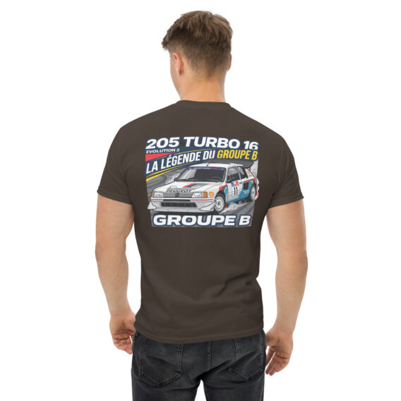 unisex-classic-tee-dark-chocolate-back-6a5501d698734.jpg T-shirt Peugeot 205 Turbo 16 – La légende du Groupe B