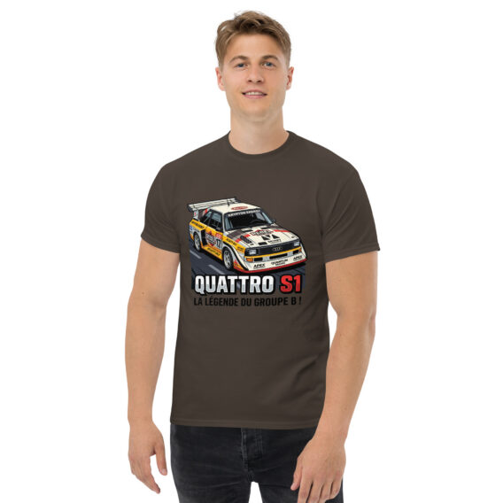 unisex-classic-tee-dark-chocolate-front-6a55036486067.jpg T-shirt Audi quattro S1 – La légende du Groupe B