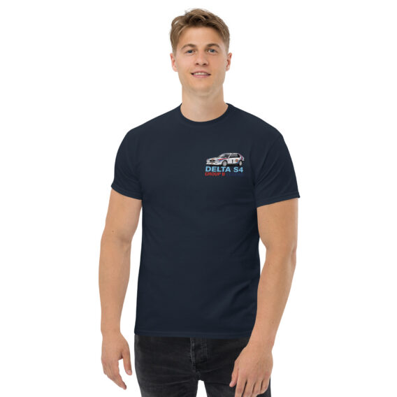 unisex-classic-tee-navy-front-6a55094563cbc.jpg T-shirt Lancia Delta S4 – Groupe B Legend