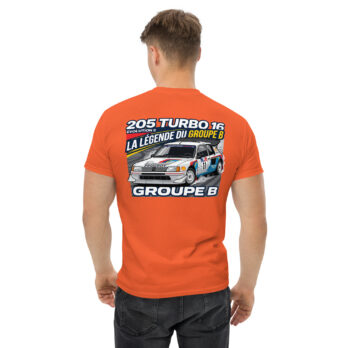 unisex-classic-tee-orange-back-6a5501d6838a4.jpg T-shirt Peugeot 205 Turbo 16 – La légende du Groupe B