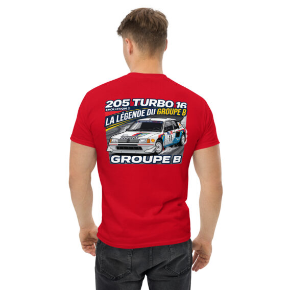 unisex-classic-tee-red-back-6a5501d693362.jpg T-shirt Peugeot 205 Turbo 16 – La légende du Groupe B
