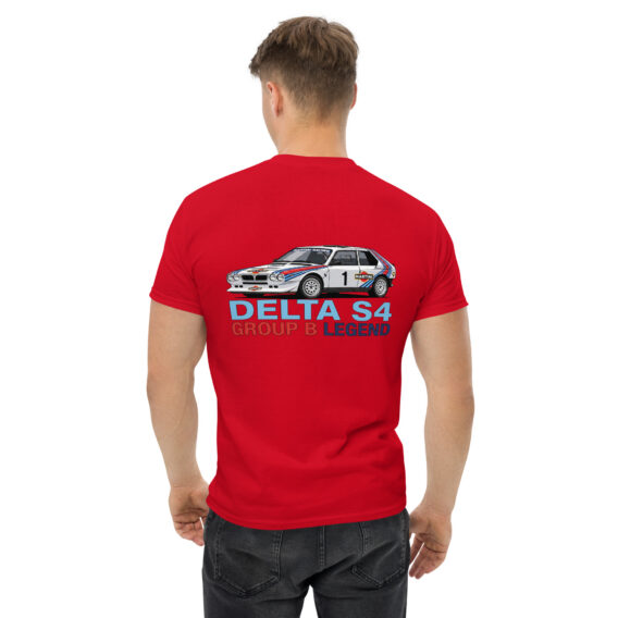 unisex-classic-tee-red-back-6a550945665b3.jpg T-shirt Lancia Delta S4 – Groupe B Legend
