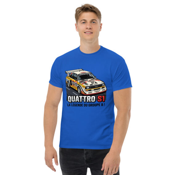 unisex-classic-tee-royal-front-6a55036489e90.jpg T-shirt Audi quattro S1 – La légende du Groupe B