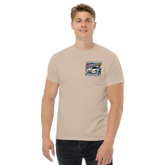 unisex-classic-tee-sand-front-6a5501d6d2894.jpg T-shirt Peugeot 205 Turbo 16 – La légende du Groupe B