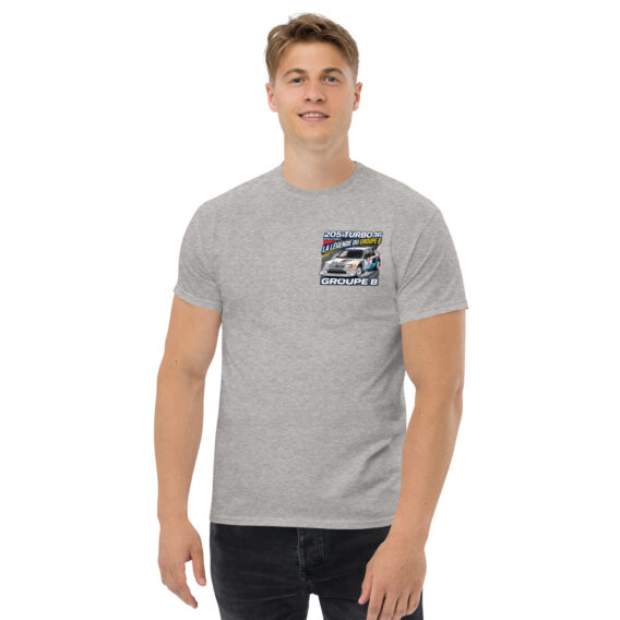 unisex-classic-tee-sport-grey-front-6a5501d6c5e78.jpg T-shirt Peugeot 205 Turbo 16 – La légende du Groupe B