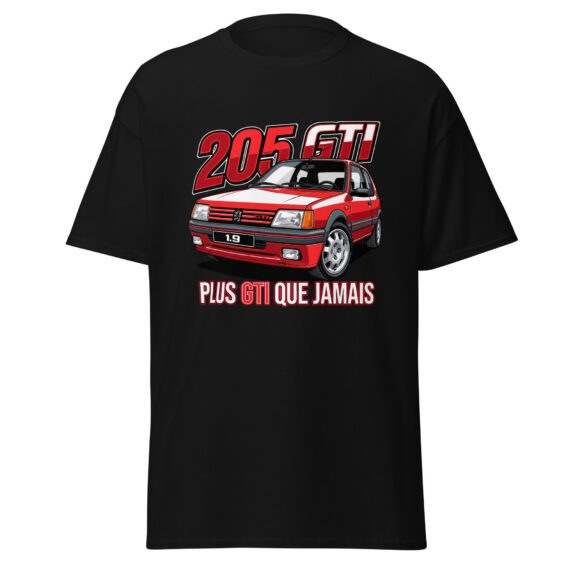 205 GTI “Plus GTI que jamais” T-shirt – Black, front view