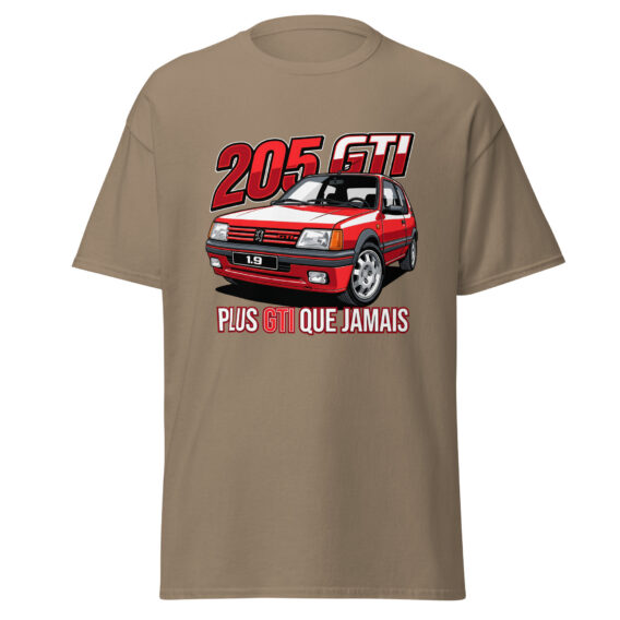 205 GTI “Plus GTI que jamais” T-shirt – Brown Savana, front view