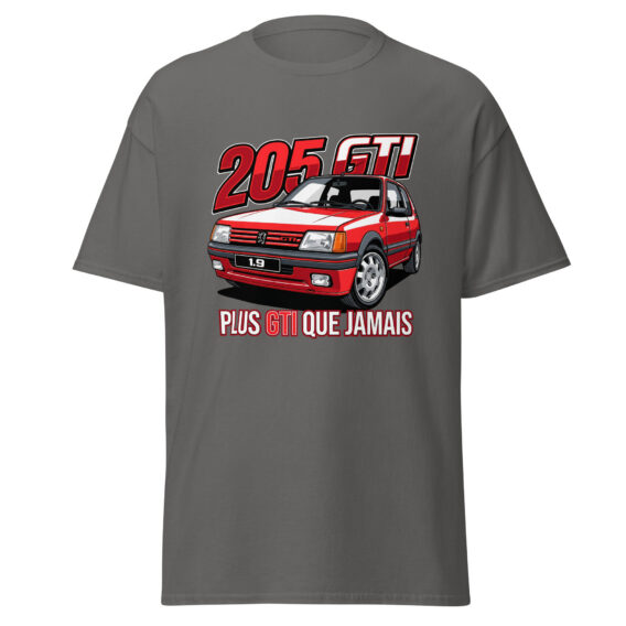 205 GTI “Plus GTI que jamais” T-shirt – Charcoal, front view
