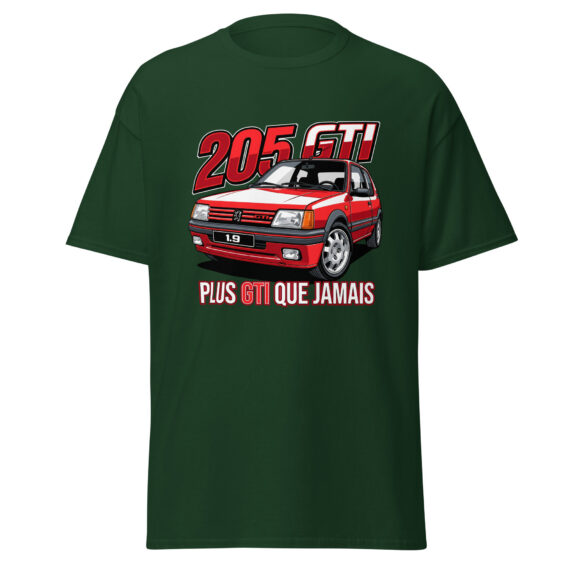 205 GTI “Plus GTI que jamais” T-shirt – Forest green, front view