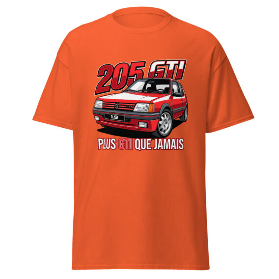 205 GTI “Plus GTI que jamais” T-shirt – Orange, front view