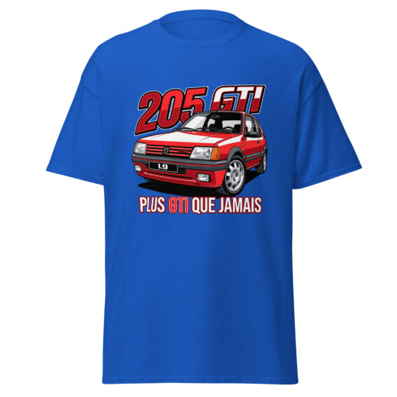 205 GTI “Plus GTI que jamais” T-shirt – Royal blue, front view