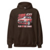 205 GTI “Plus GTI que jamais” hoodie – Dark chocolate, front view