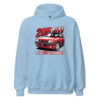 205 GTI “Plus GTI que jamais” hoodie – Light blue, front view
