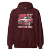 205 GTI “Plus GTI que jamais” hoodie – Burgundy, front view