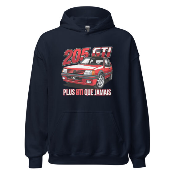 205 GTI “Plus GTI que jamais” hoodie – Navy, front view