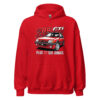 205 GTI “Plus GTI que jamais” hoodie – Red, front view